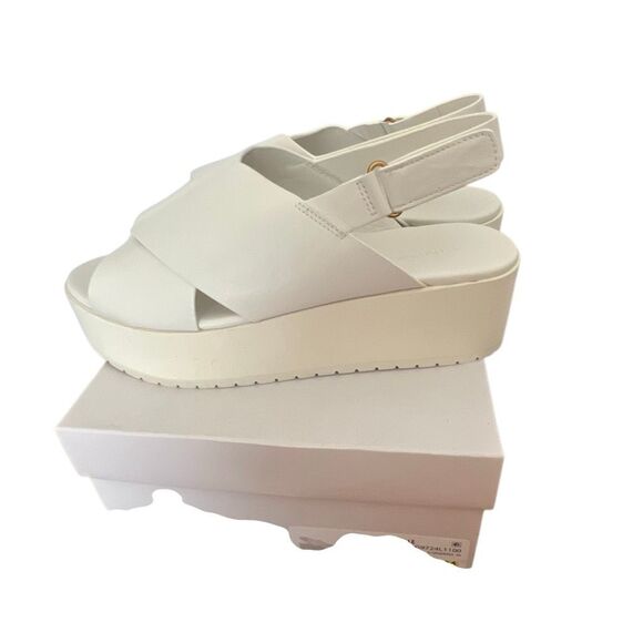 Women Vince Jenaya-B White leather Slingback wedge sandal Sz.8.5 New in box - Picture 5 of 5